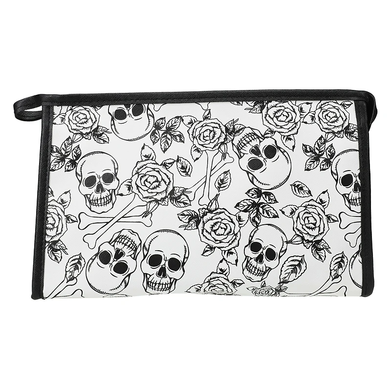skulls & roses makeup bag with comb