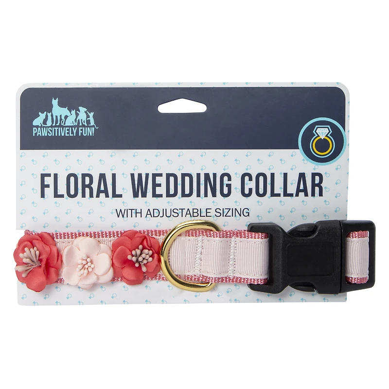 pink floral wedding dog collar