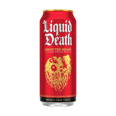 liquid death convicted melon flavored sparkling water 16.9 fl.oz
