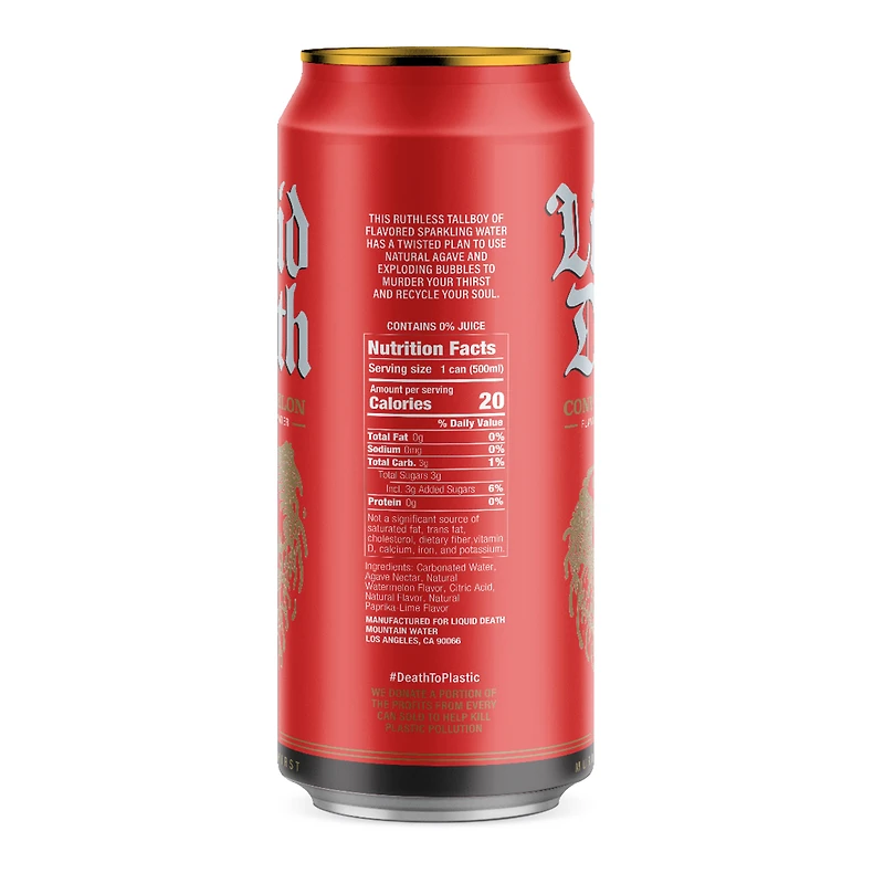 liquid death convicted melon flavored sparkling water 16.9 fl.oz