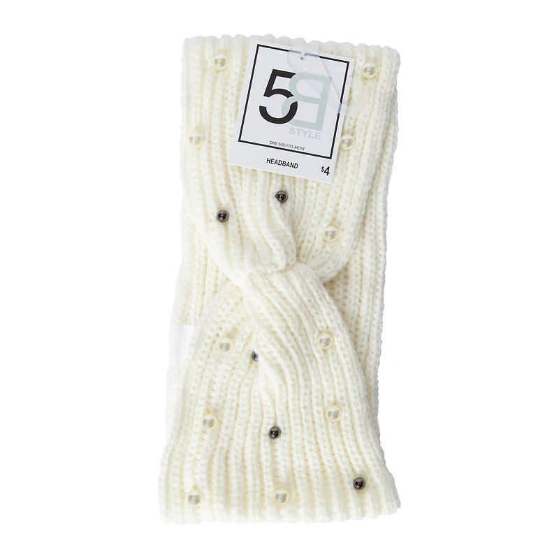 pearl knit ear warmer headband