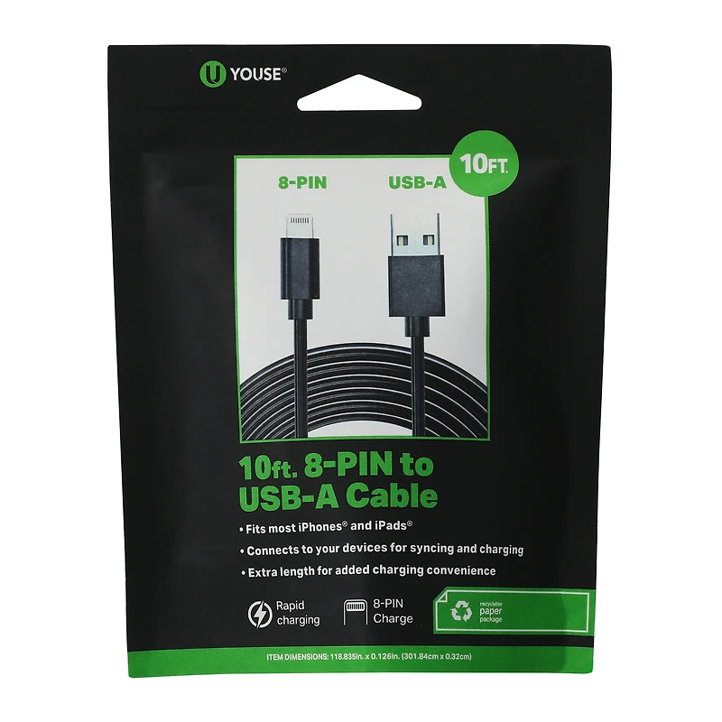 10ft 8-pin charging cable