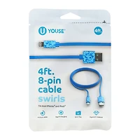 4ft Printed 8-Pin Charging Cable For iPhone® & iPad®