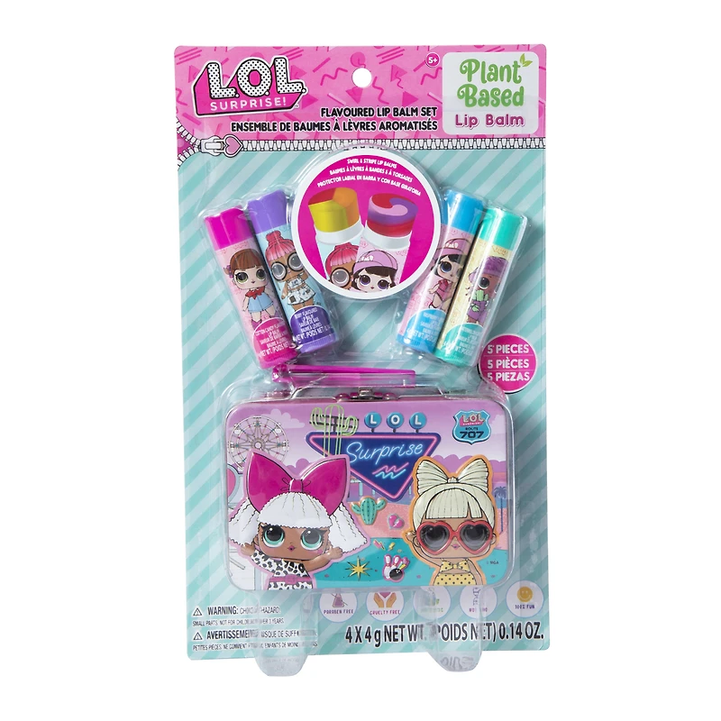 l.o.l. surprise!™ plant-based flavored lip balms & storage tin set