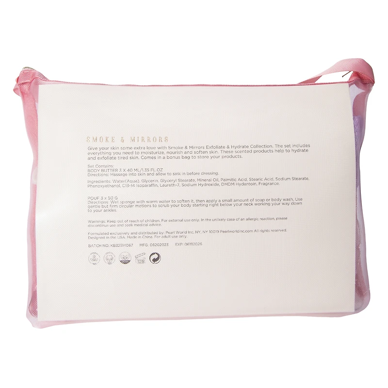 smoke & mirrors exfoliate & hydrate bath & body 7-piece set