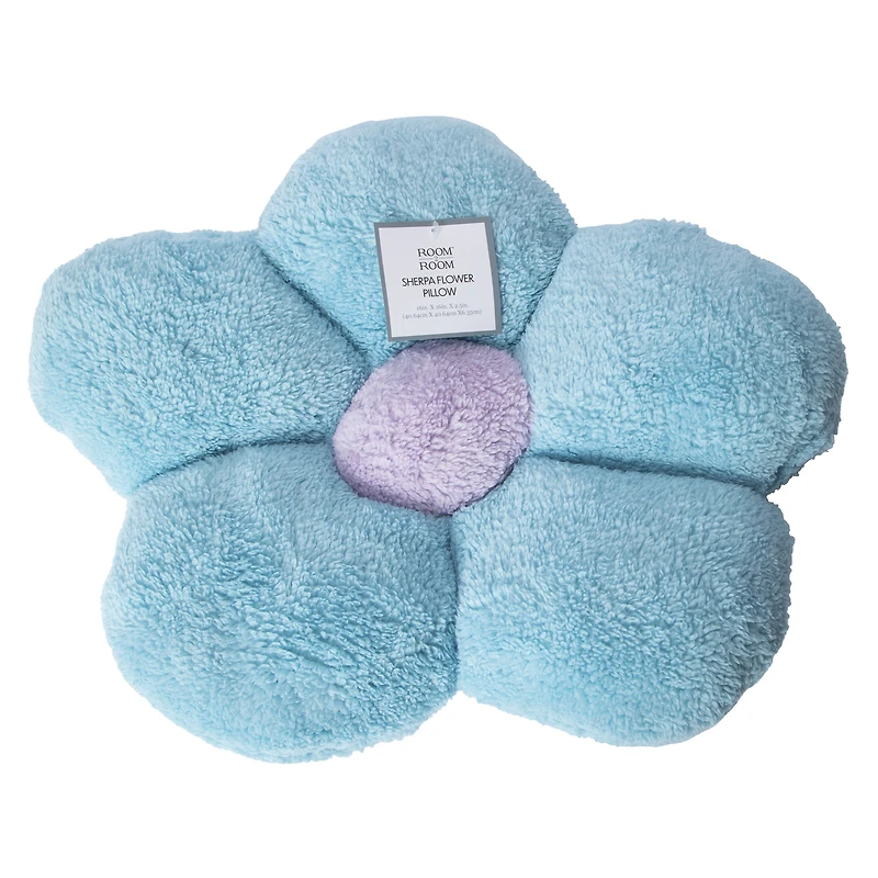 sherpa flower throw pillow 16in