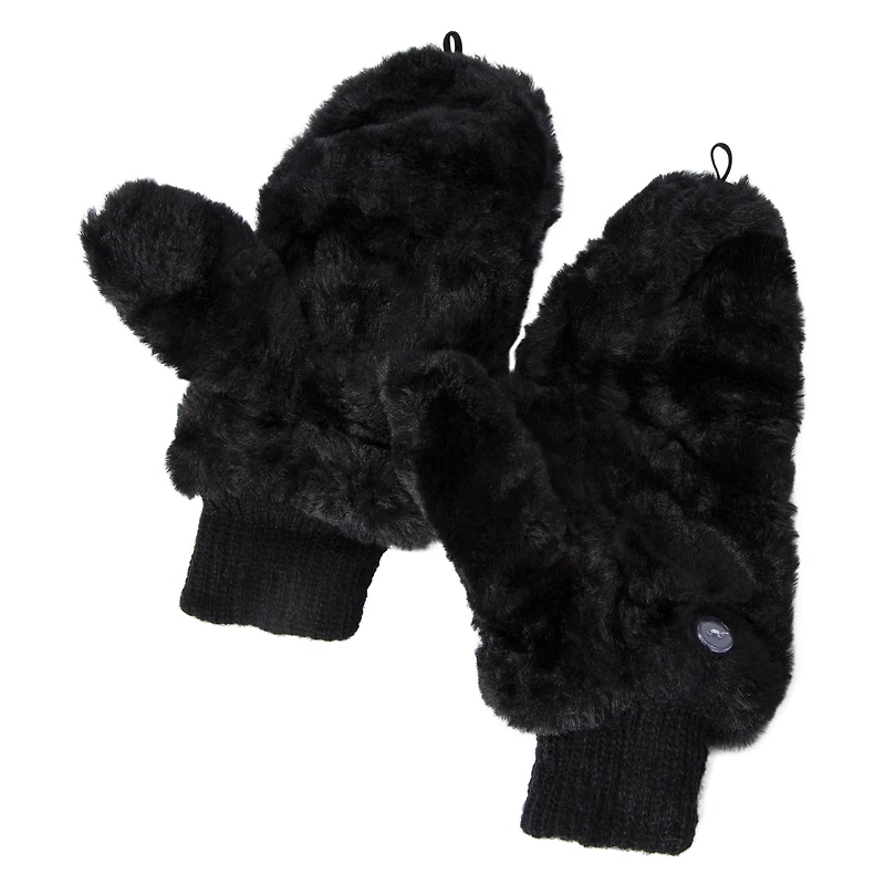 faux fur flip-top mittens