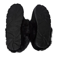 ladies brown microsuede faux fur slippers