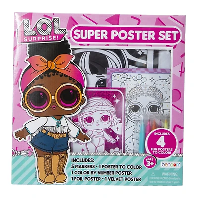 4-pack poster coloring set with markers