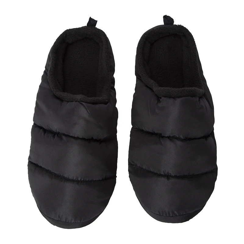 mens black quilted puffy slippers