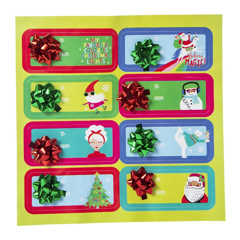 holiday gift labels with star bow 8-count