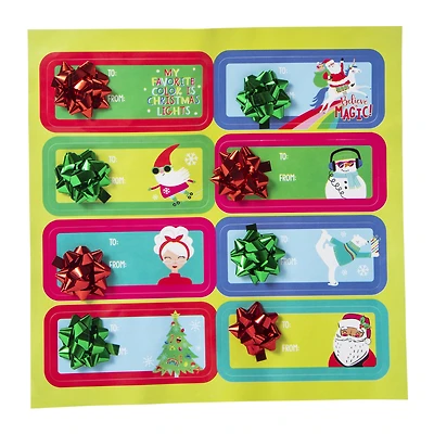 holiday gift labels with star bow 8-count