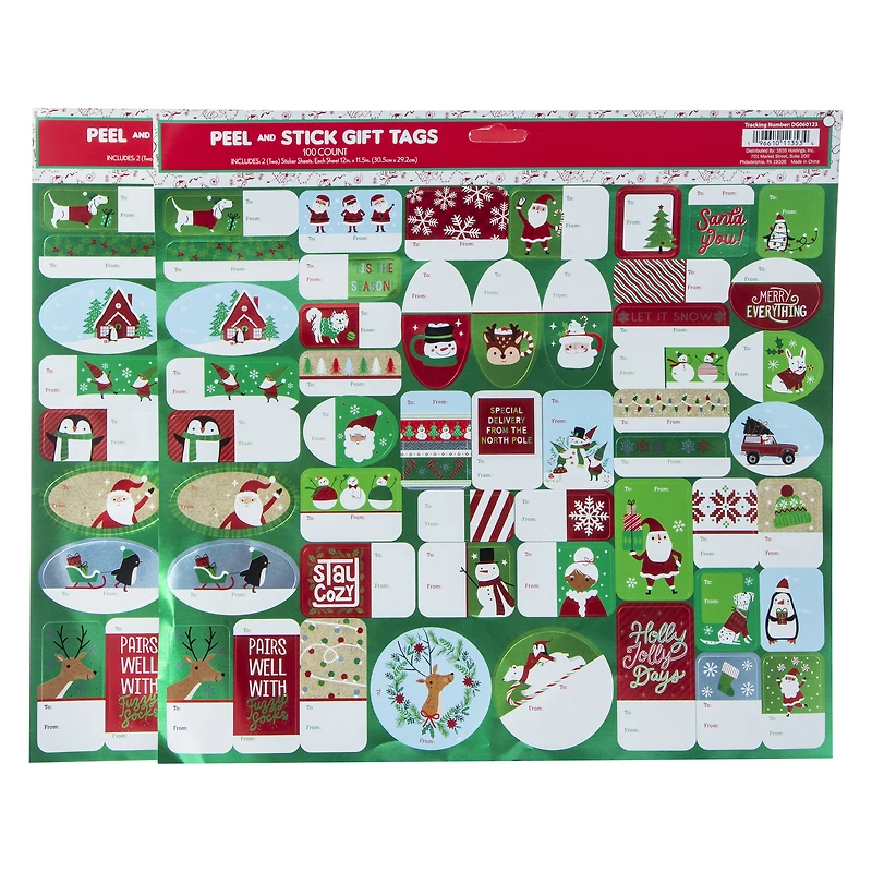 Peel & Stick Christmas Gift Tags 100-Count