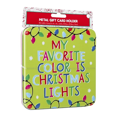 holiday tin gift card holder 4in x
