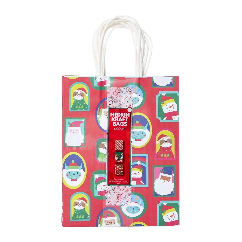 pack medium holiday kraft gift bags 7in x 9in
