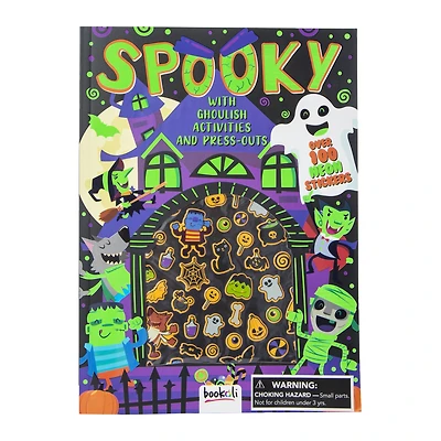spooky puffy sticker activity book with over 100 neon stickers