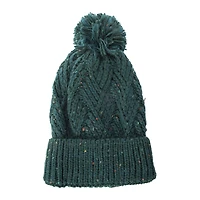 Fleck Yarn Knit Pom Beanie Hat