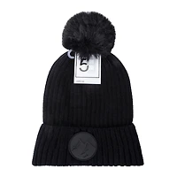 rib knit thermal beanie hat with lining