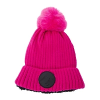 rib knit thermal beanie hat with lining