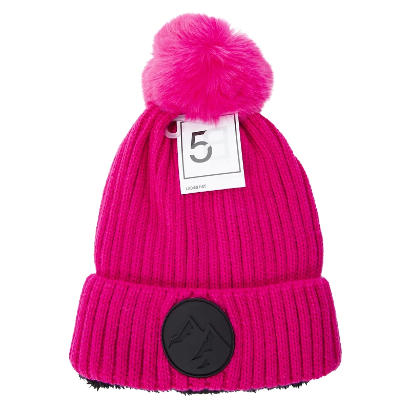 rib knit thermal beanie hat with lining