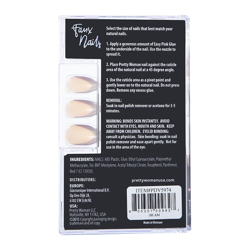 pretty woman faux nails 24-piece set with nail glue