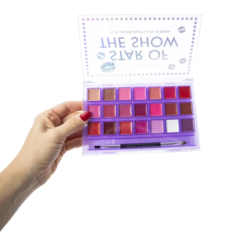 smoke & mirrors lipstick palette with brush 21-piece