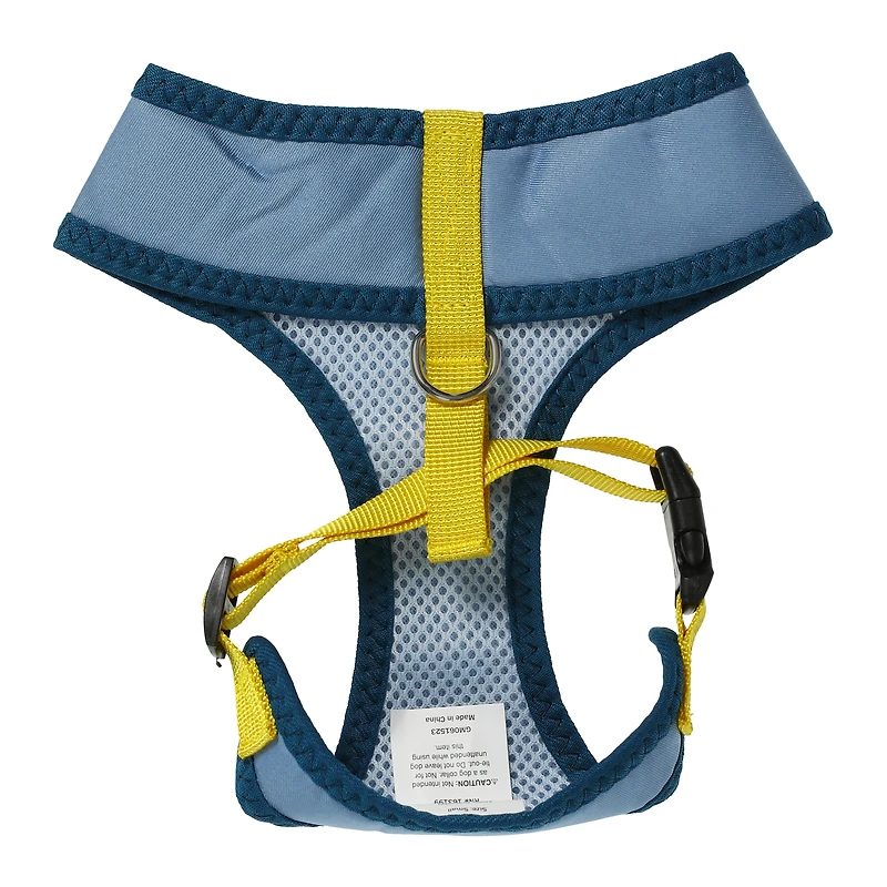 blue pet harness with quote