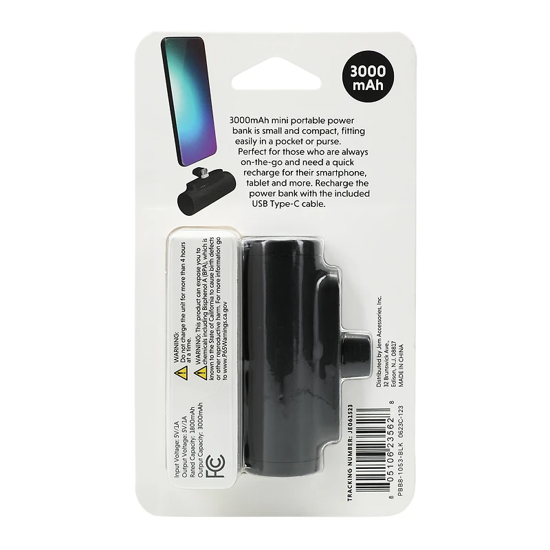 USB-C Portable Mini 3000mAh Power Bank