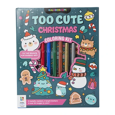 kaleidoscope too cute christmas coloring book kit