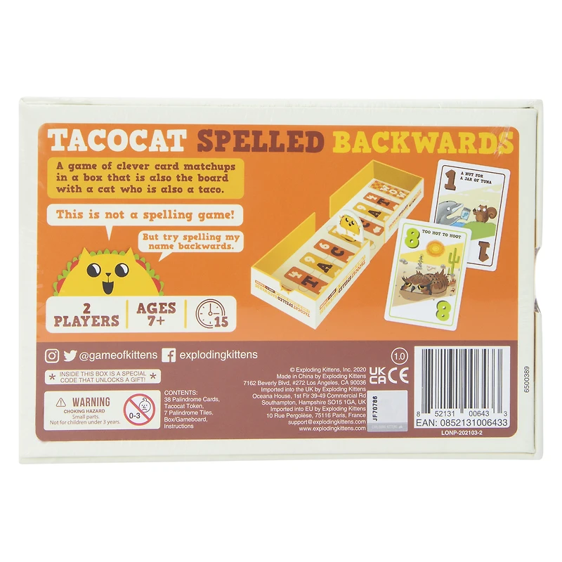 Tacocat Spelled Backwards Board Game