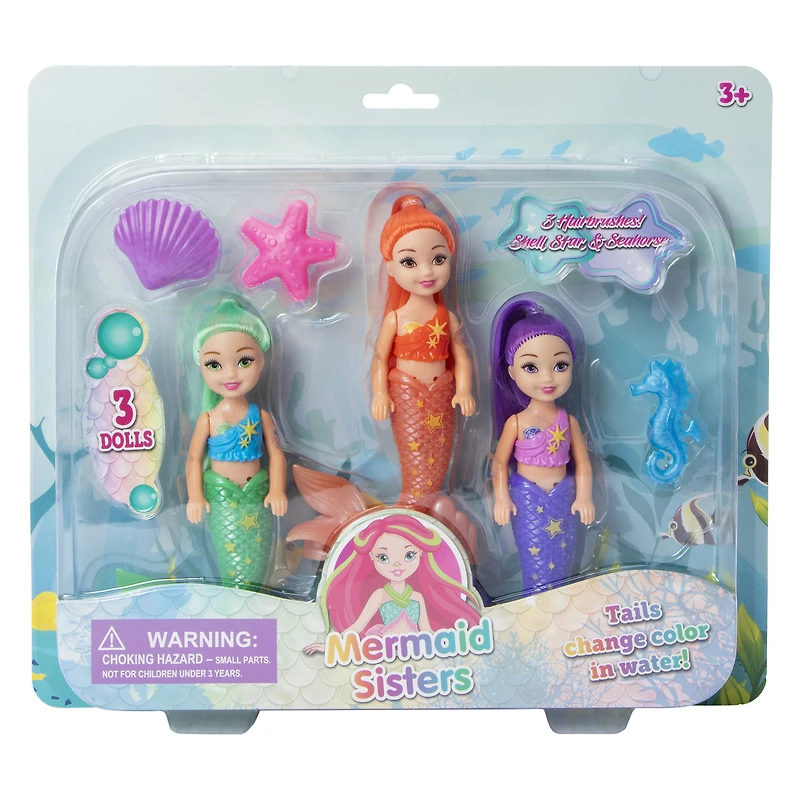 mermaid sisters dolls 3-count