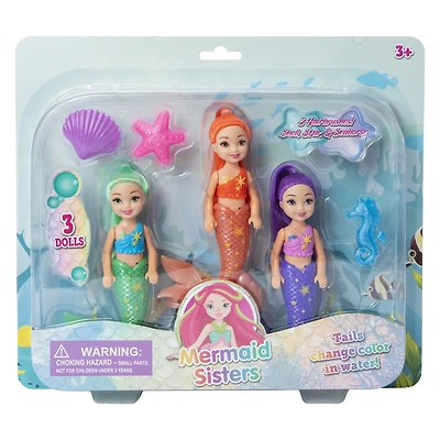 mermaid sisters dolls 3-count