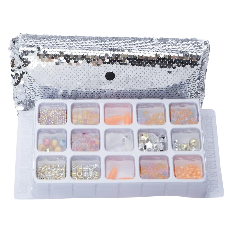 2,000+ beads jewelry making kit with sequin case
