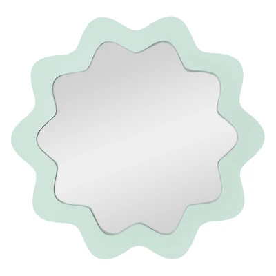 wavy scallop round wall mirror 12in
