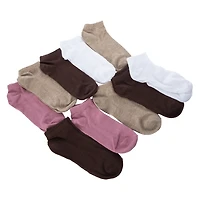 Ladies Low Cut Socks 10-Pack - Brown & Pink