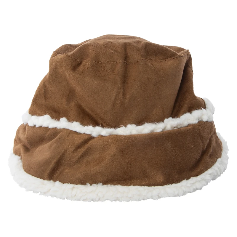 faux suede & sherpa bucket hat