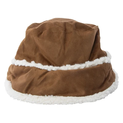 faux suede & sherpa bucket hat