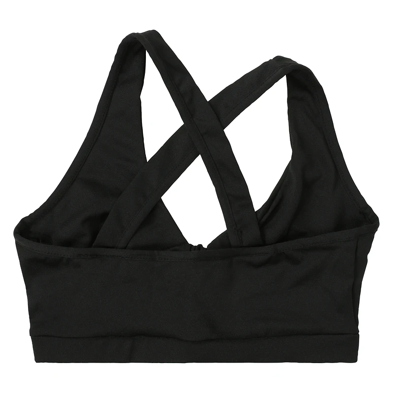 black twist-front sports bra