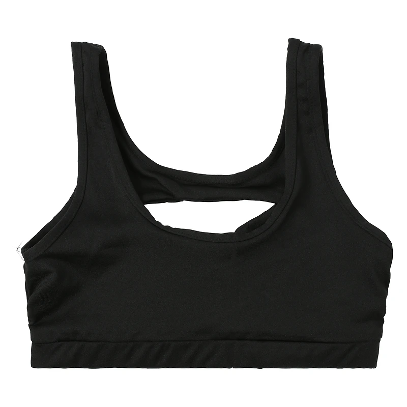 black keyhole sports bra