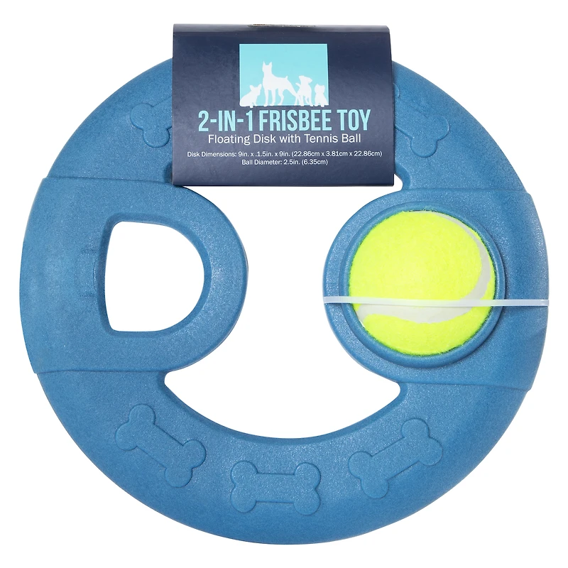 2-in-1 frisbee dog toy with tennis ball