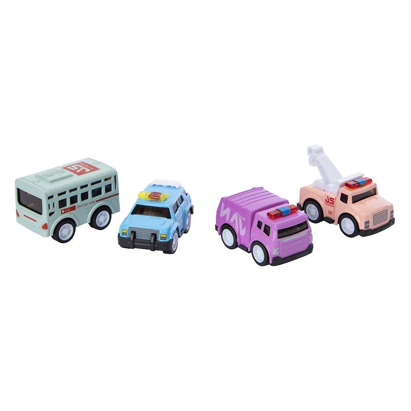 diecast pull back cars 4-count