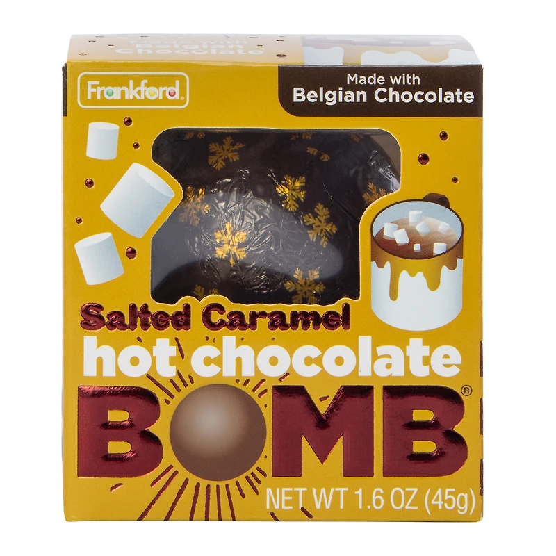 salted caramel hot chocolate bomb with mini marshmallows 1.6oz