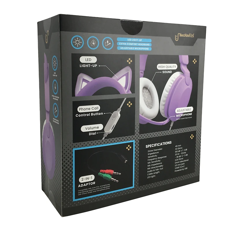 Wired LED Cat Ear Gaming Headset