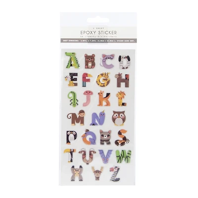 epoxy animal alphabet stickers 26-count