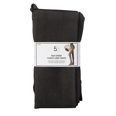 faux sheer fleece-lined tights