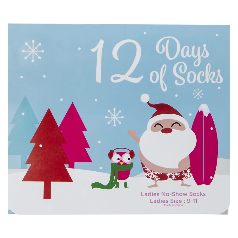 12 days of ladies no-show socks advent calendar