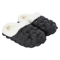 black faux fur lined bubble clogs