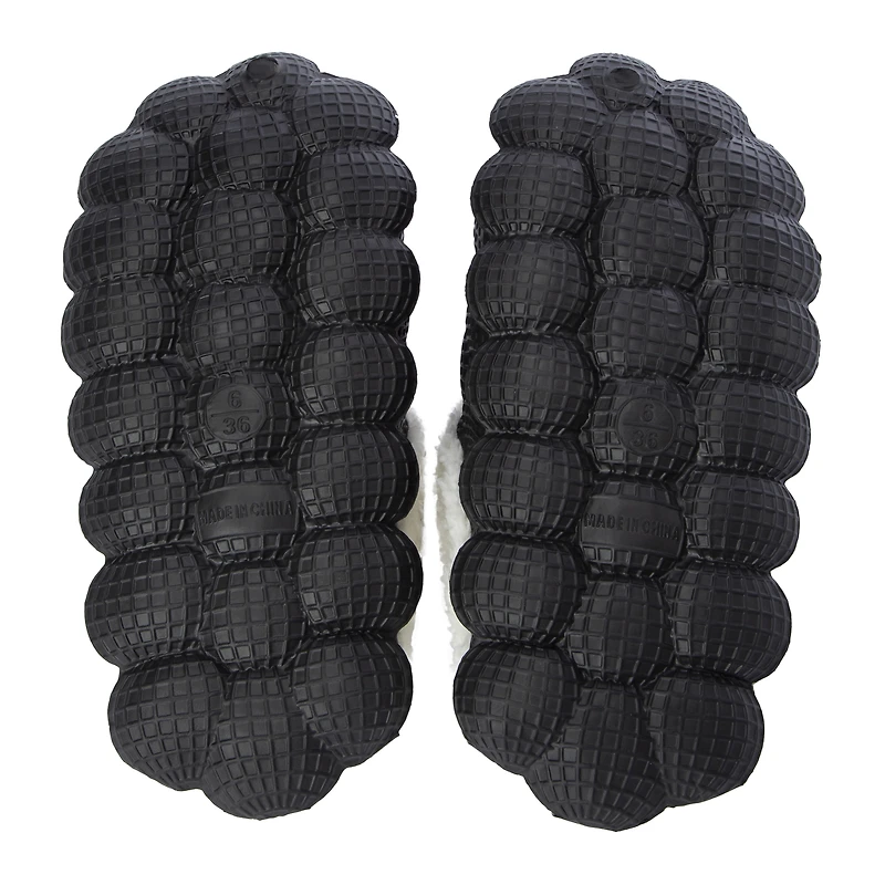 black faux fur lined bubble clogs