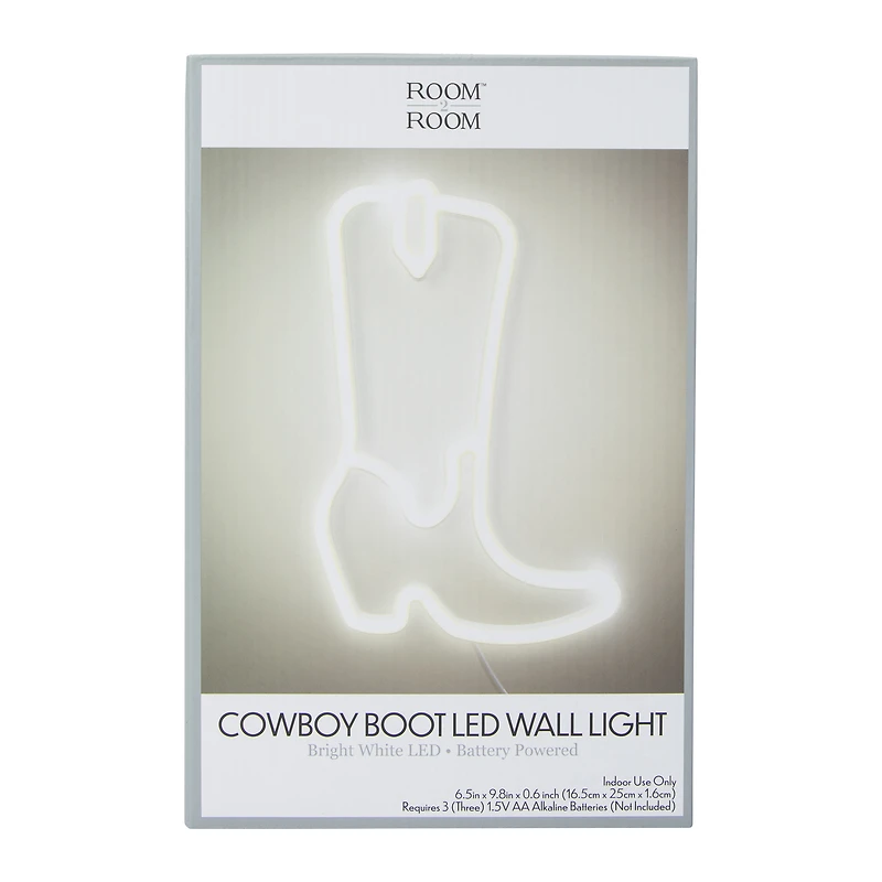 cowboy boot LED wall light 6.5in x 9.8in
