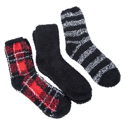 ladies fuzzy crew socks 3-count